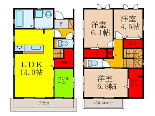 庄1丁目戸建 B棟の物件間取画像